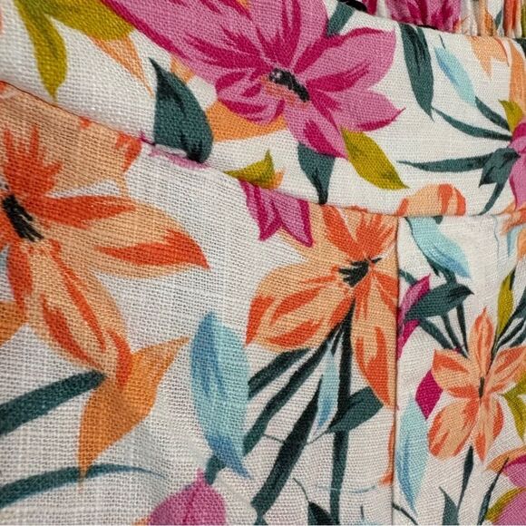 Jessica Simpson Tropical Floral Linen Flowy Wide Leg Pants - Picture 16 of 16